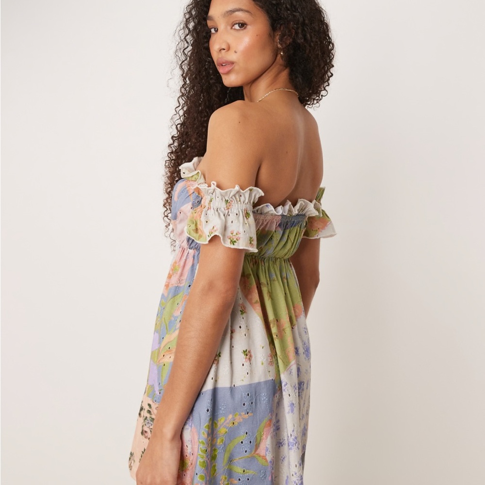 ASOS Floral Off-Shoulder Dress SIZE LARGE - Picture 2 of 7